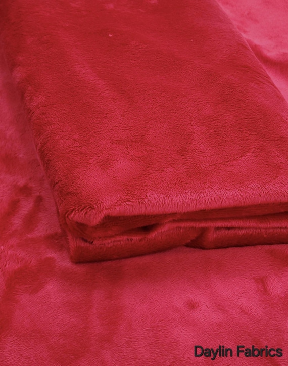Red Rich Minky Fabric By The Yard, 60” Wide Soft Cuddle Fabric, 3.mm Pile Faux Fake Fur Mink Fabric, Solid Smooth Minky Fabric, STYLE 188