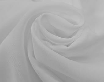 WHITE 60" Inches Wide Solid Hi-Multi Chiffon Fabric by the Yard Wedding Decor Lightweight Chiffon Fabric Crafts Garments Veils - STYLE 250