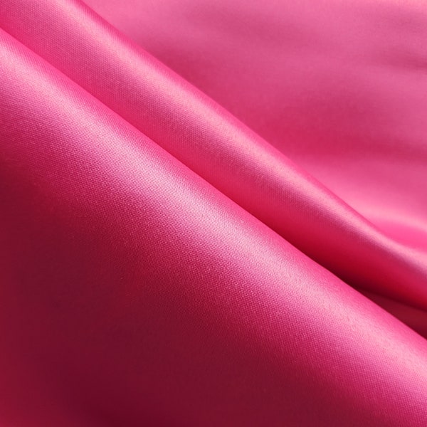 HOT PINK Japanese Heavy Dull Matte Bridal Satin Fabric by the yard for Wedding, Gowns, Skirts, Decor, Events, Garments, 58/60" Wide, Style