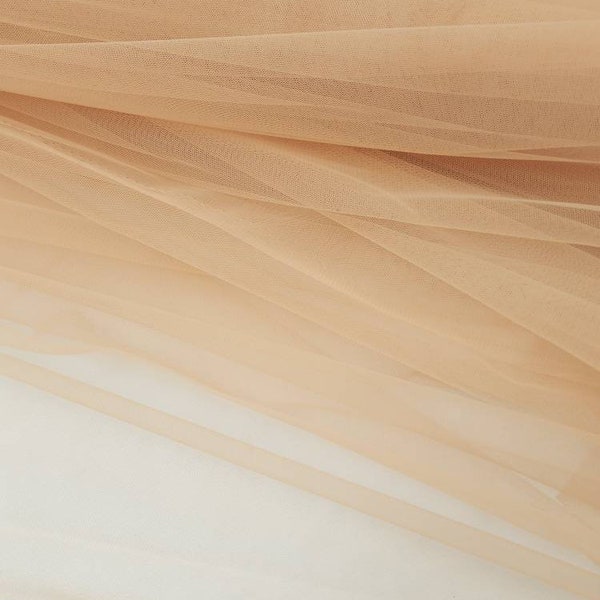 TAUPE  Italian Tulle Luxury Fine Netting Tulle Fabric by the yard for Skirts, Bridal & Veils, Gowns, Doll, Party Decor, Tutu - STYLE 127