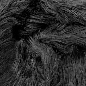 Black Long Pile Soft Faux Fur Fabric Shag Shaggy Material by Yard for Crafts Fursuit Cosplay Costume Photo Prop Throw Pillow STYLE 184