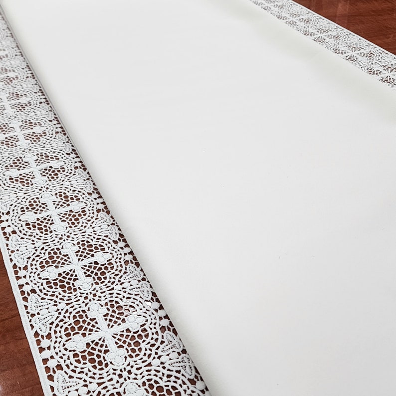 White Liturgical Lace Trim Fabric Sold by the Yard 4