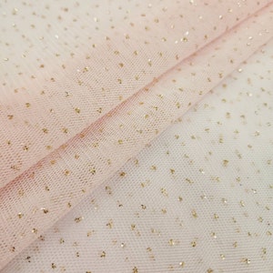 Light Pink Gold Glitter Sparkle English Netting Tulle Fabric by the Yard STYLE 171 image 7