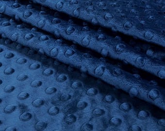Navy Blue Dot Minky Fabric by the Yard Smooth Minkie Fabric for Baby Blanket Dimple Soft Fur Minky Crafts Stuffed Toy Minky Dot Fabric 141