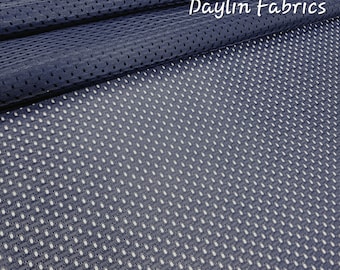 Tissu en maille de sport athlétique bleu marine tricoté 100 % polyester, tissu en maille de sport de football par cour pour vêtements, costumes, maillots 152,4 cm – STYLE 028