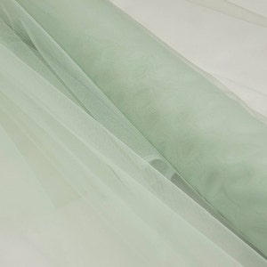Dusty Mint Italian Tulle Luxury Fine Netting Tulle Fabric by the yard for Skirts, Bridal & Veils, Gowns, Doll, Party Decor, Tutu - STYLE 127
