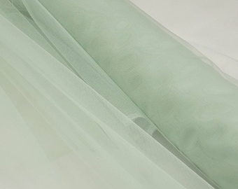 Dusty Mint Italian Tulle Luxury Fine Netting Tulle Fabric by the yard for Skirts, Bridal & Veils, Gowns, Doll, Party Decor, Tutu - STYLE 127