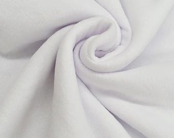 White Solid Poly Cotton Fleece Fabric by the yard and Bolt Polar Fleece Fabric Anti-Pill 58" Wide for Blankets Covers Crafts - STYLE 052