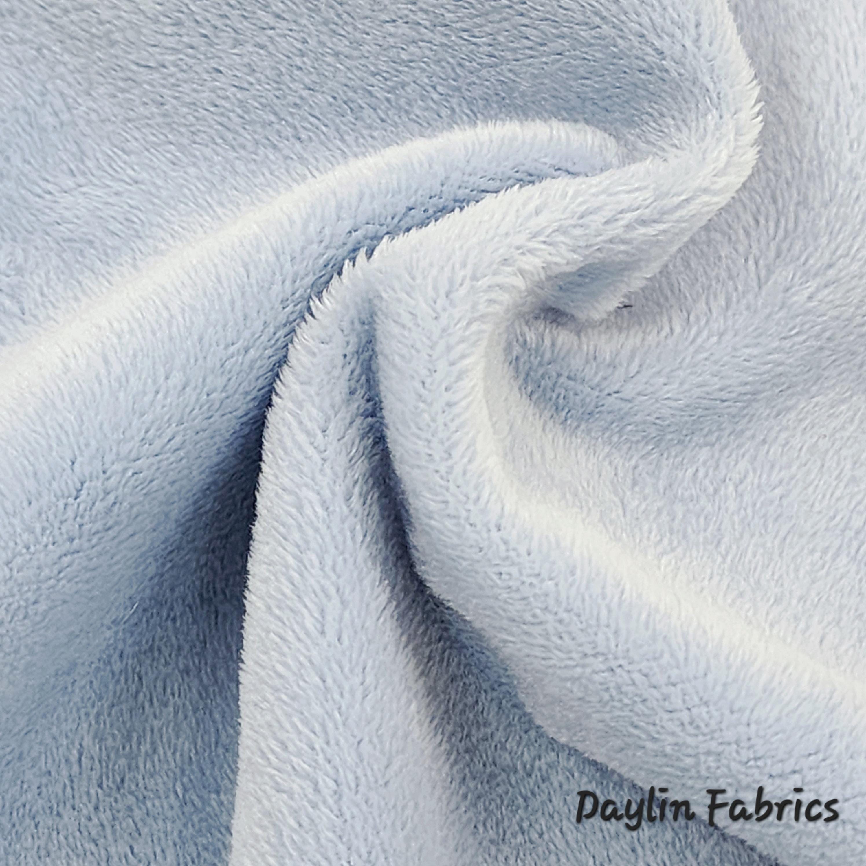 Light Blue Minky Fabric By The Yard 60” Wide Soft Cuddle Fabric 3.mm Pile Faux Fake Fur Mink Fabric Solid Smooth Minky Fabric - STYLE 188