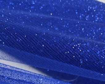 Royal Blue Glitter Tulle Royal Sparkle Tulle Fabric By The Yard for Bridal Dress-Prom-Craft-Gown-Art-DIY-Decoration Event-Costume- STYLE 126