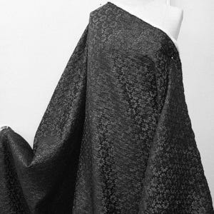 Black Embossed Floral Brocade Jacquard Fabric by the yard 54" Wide for Gowns Skirts Costume Cosplay DIY Party Home Decor Events STYLE 246