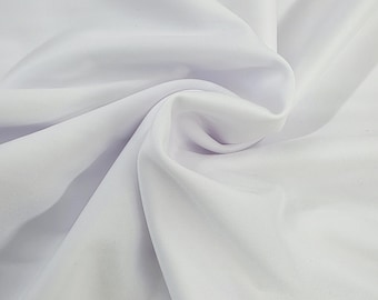 White Nylon Spandex Stretch Matte Tricot Medium Weight Fabric for Apparel, Swimwear Activewear Sportswear Costumes Crafts Lining STYLE 186