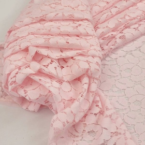 Light Pink Embroidery Floral on Mesh Lace Fabric By The Yard For Bridal - Gowns - Wedding - Party Decor - Bridesmaid - Capes - Style 164