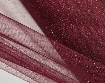 BURGUNDY Glitter Tulle Burgundy Sparkle Tulle Fabric By The Yard for Bridal Dress-Prom-Craft-Gown-Art-DIY-Decoration Event-Costume-STYLE 126