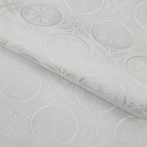 White Religious Brocade Liturgical Fabric Ecclesiastical Jacquard Small Cross for Church Vestment Chalice Veil Satin by the yard - STYLE 262