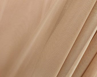 Huidkleurige power mesh nylon spandex stof per meter, 4-way stretch power mesh, 152 cm (60 inch), doorschijnende effen netstof voor naaien, stijl 295
