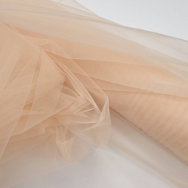 CHAMPAGNE Italian Tulle Luxury Fine Netting Tulle Fabric by the yard for Skirts, Bridal & Veils, Gowns, Doll, Party Decor, Tutu - STYLE 127