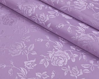 Light Lilac Polyester Floral Jacquard Brocade Satin Fabric by the yard for Gowns Bridal Wear Decor Clothes Costumes Crafts Dress - STYLE 316