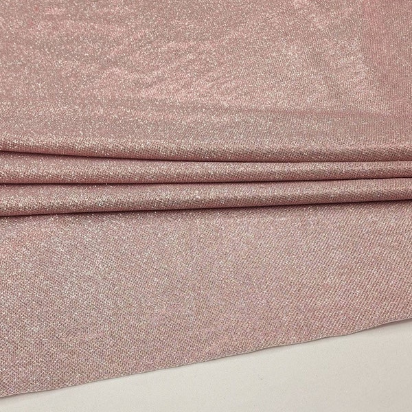 Classic 2 Way Stretch Pink Silver Shiny Glitter Fabric By The Yard - Sparkle Spandex Glitter Fabric 58 inches Wide For Dress Prom STYLE 135