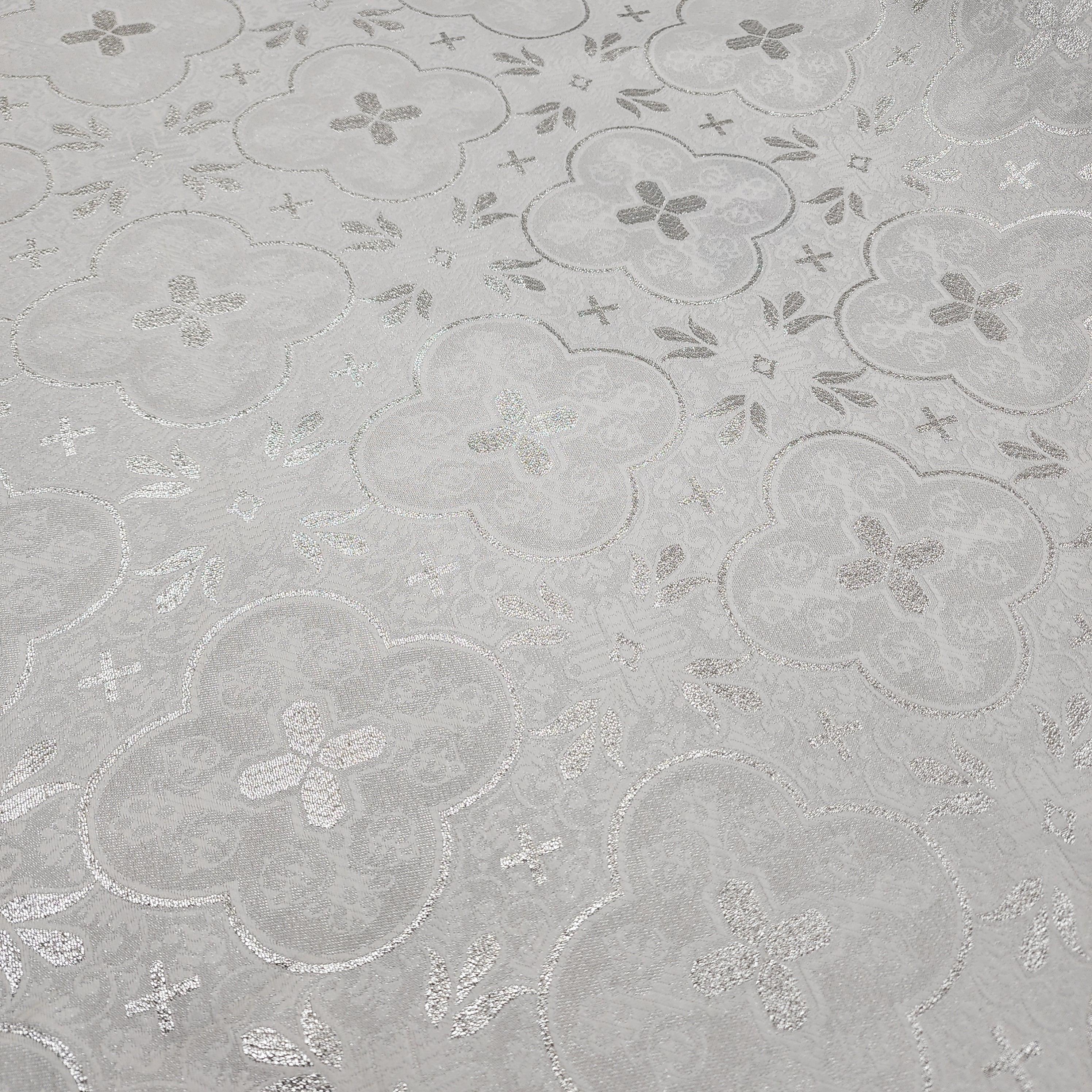 White Silver Religious Brocade Fabric Liturgical Jacquard ...