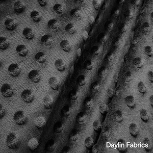 Black Rich Embossed Dimple Dots Soft Velvety Minky Fabric for Blankets Baby Accessories Pillows Stuffed Toys Costume Crafts - 141