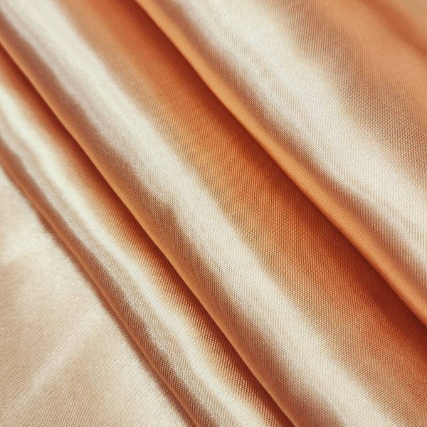Rose Gold Shiny Satin Fabric - Silky Wedding Bridal Satin Fabric by the Yard For Dress - Decoration Event - Costume - Couture - Style 151