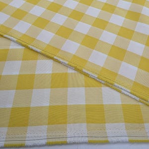 Light Yellow Farmhouse Gingham Tablecloth Fabric 60" Wide Kitchen Decor 1" Big Checkered Gingham Buffalo Pattern Poly Poplin - STYLE 119