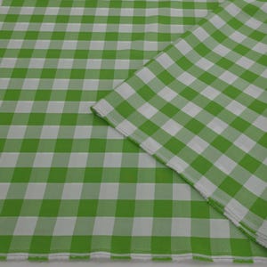 Lime Green Farmhouse Gingham Tablecloth Fabric 60" Wide Kitchen Decor 1" Big Checkered Gingham Buffalo Pattern Poly Poplin - STYLE 119