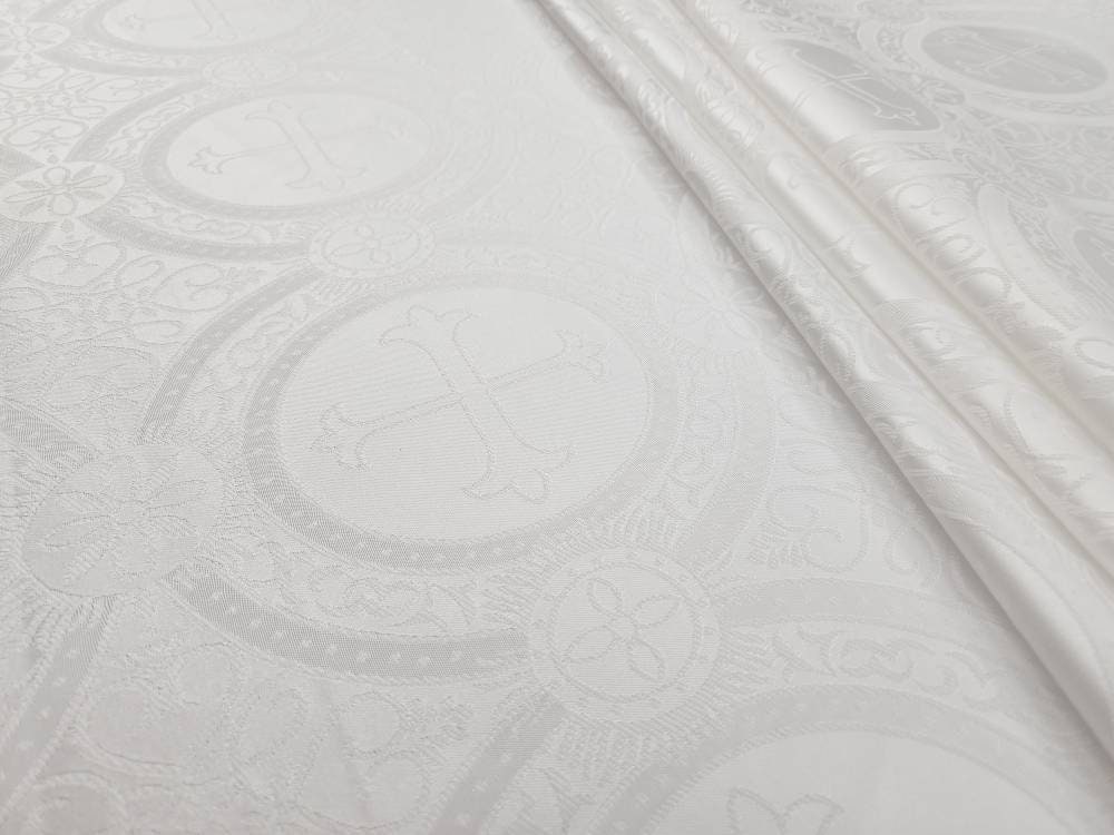 WHITE Religious Brocade Fabric - Vestment - Liturgical - Ecclesiastical ...