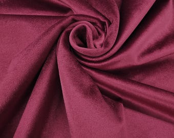 Burgundy Plush Non Stretch Velvet Fabric by the yard 60" Wide Plush Royal Velvet for Decor Curtains Pillows Scrunchies Crafts - STYLE 036