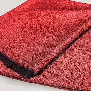 RED Lurex Glitter Fabric - Glimmer - Shimmer Fabric - Light Weight - Stretch Fabric - Sparkle - Shiny - Lurex Foam by the yard - Style 135