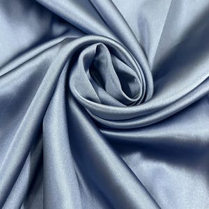 Perry Blue Faux Silk Minimal Stretch Lightweight Charmeuse Satin Fabric by the Yard for Lining, Gowns, Decor, Event, Cosplay - STYLE 108