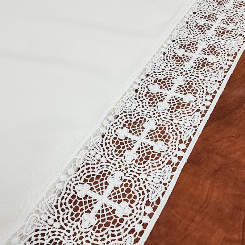 White Liturgical Lace Trim Fabric Sold by the Yard 4