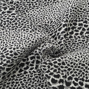 White Black Leopard Animal Print Brocade Jacquard Fabric by the Yard Cheetah Print for Skirts Upholstery Pillow Covers Costumes Dress - 281