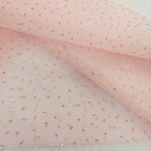 Light Pink Gold Glitter Sparkle English Netting Tulle Fabric by the Yard STYLE 171 image 5
