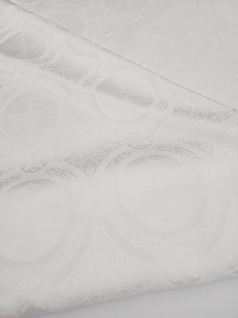 WHITE Religious Brocade Fabric - Vestment - Liturgical - Ecclesiastical ...