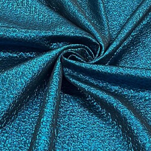 Black Teal Blue Crinkle Metallic Heavy Jacquard Brocade Fabric by the yard for Gowns Costume Decor Events Couture Capes Jackets - STYLE 273 imagen 5