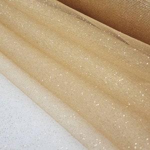 Dark Gold Glitter Tulle Fabric Sparkle Tulle Fabric By The Yard for Bridal Dress-Prom-Craft-Gown-Art-DIY-Decoration Event-Costume- STYLE 126
