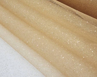 Dunkelgoldener glitzernder Tüllstoff, glitzernde Tüllstoff-Meterware für Brautkleid, Abschlussball, Bastelkleid, Kunst, DIY, Dekoration, Event-Kostüme, Stil 126