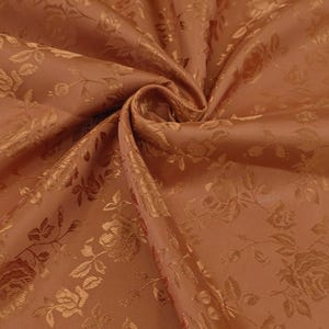 Dunkelorangefarbener Polyester-Jacquard-Brokat-Satinstoff mit Blumenmuster, Meterware für Kleider, Brautmode, Dekor, Kleidung, Kostüme, Kunsthandwerk – Stil 316
