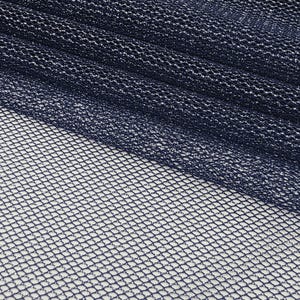 Navy Silver Metallic English Netting Fabric by the yard, Shimmer, Sparkle, Stretch, Nylon Tulle, Gown, Bridal, Veils, 58/60&quot; wide, Style 227