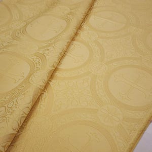 Champagne Religious Brocade Fabric - Vestment - Liturgical - Ecclesiastical - Church - Clergy - Stole - Capes - Cross - Arts - STYLE 121