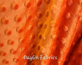 Orange Rich Embossed Dimple Dots Soft Velvety Minky Fabric for Blankets Baby Accessories Pillows Stuffed Toys Costume Crafts - 141
