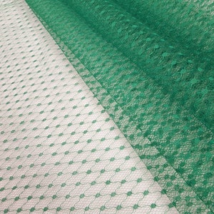 Emerald Green Swiss Dot Veiling Point by the yard Small 60&quot; Wide Polka Dot Fichu Scarf Polyester Classic Women&#39;s Accessory Gown Cape STY 103