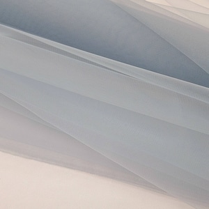 DUSTY BLUE Italian Tulle Luxury Fine Netting Tulle Fabric by the yard for Skirts, Bridal & Veils, Gowns, Doll, Party Decor, Tutu - STYLE 127