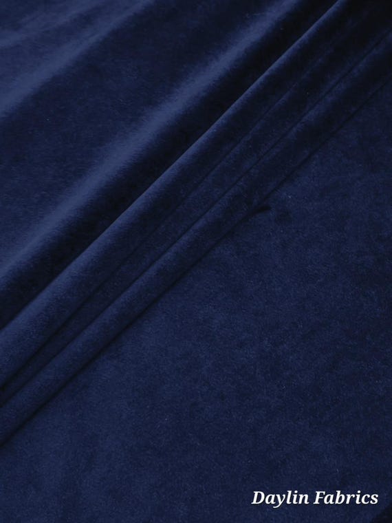 Navy Blue Plush Non Stretch Velvet Fabric by the yard 60" Wide Plush Royal Velvet for Decor Curtains Pillows Scrunchies Crafts - STYLE 036