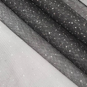 BLACK SILVER Glitter Sparkle English Netting Tulle Fabric by the Yard - STYLE 171