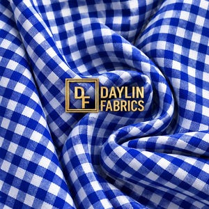 Royal Blue Checkered Gingham Fabric by Yard 1/8 Inch Poly Cotton Small Check Fabric 60 Wide for Dress Tablecloth Curtains Craft - STYLE 061