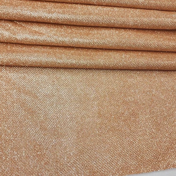 Classic 2 Way Stretch Rose Gold Shiny Glitter Fabric By The Yard - Sparkle Spandex Glitter Fabric 58 inches Wide For Dress Prom STYLE 135