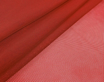 Rust Orange Power Mesh Nylon Spandex Fabric by the Yard 4 Way Stretch Power Mesh 60” Sheer Solid Plain Net Fabric For Sewing - STYLE 295